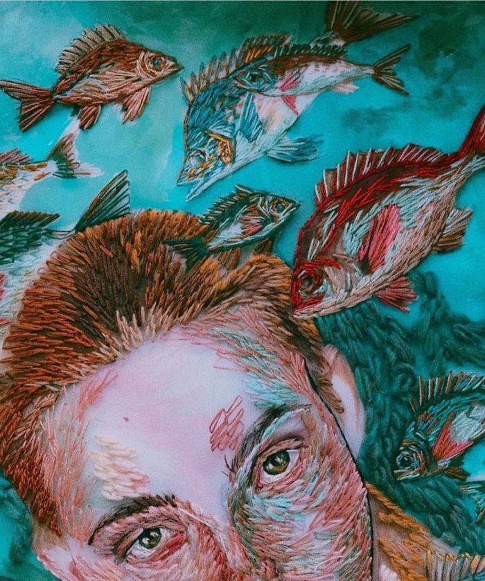 Costuro fios coloridos em tule para criar um efeito 3D na minha arte (38 fotos) 5