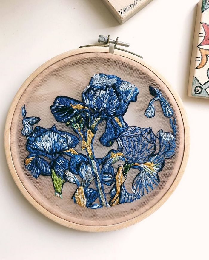 Costuro fios coloridos em tule para criar um efeito 3D na minha arte (38 fotos) 32