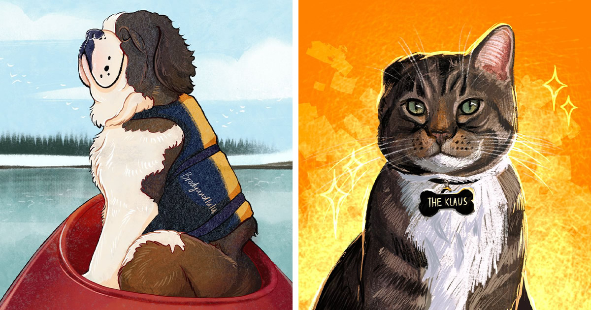 36 ilustrações alegres de animais de estimação criadas por nossos artistas
