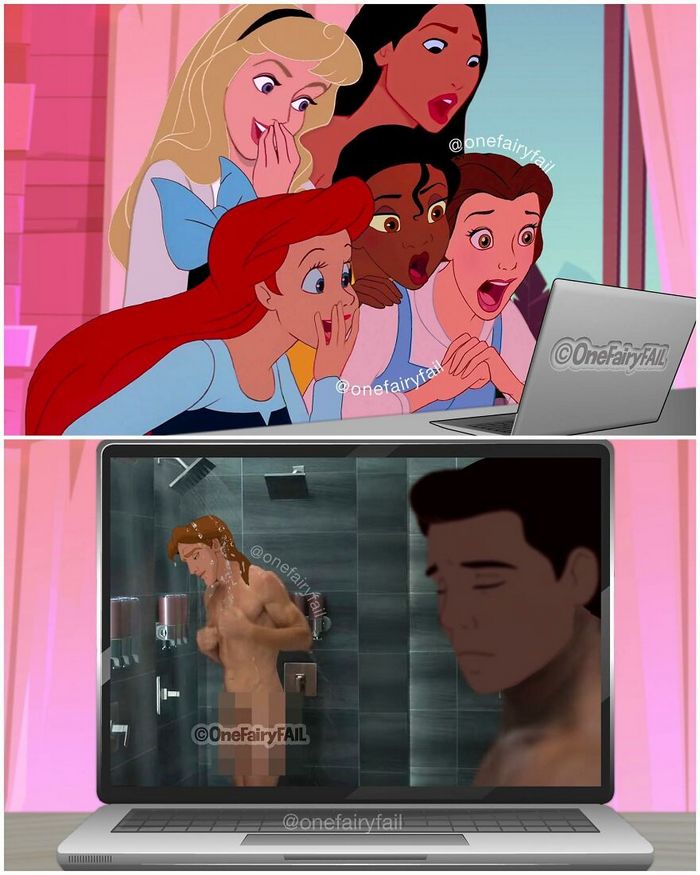 Artista coloca personagens da Disney em todos os tipos de cenários estranhos (55 fotos) 35