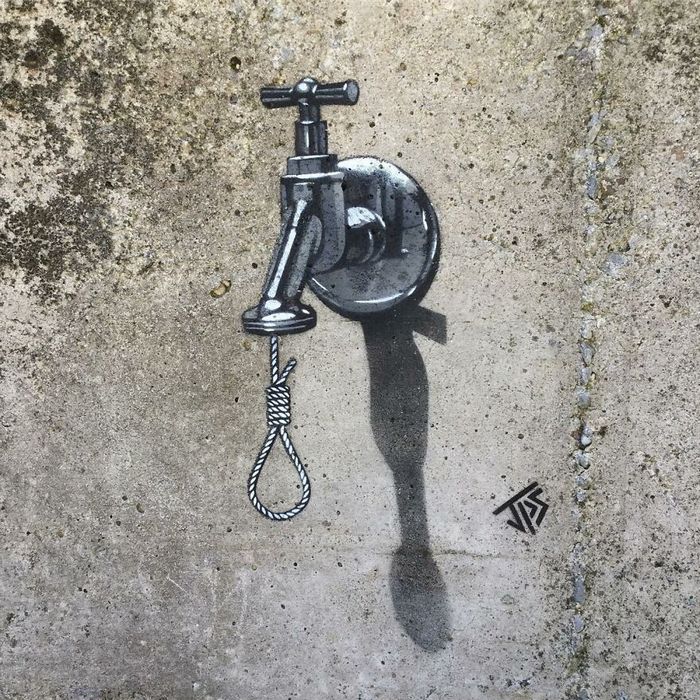 Artista torna as ruas divertidas ao criar grafites que interagem com o ambiente (46 fotos) 4