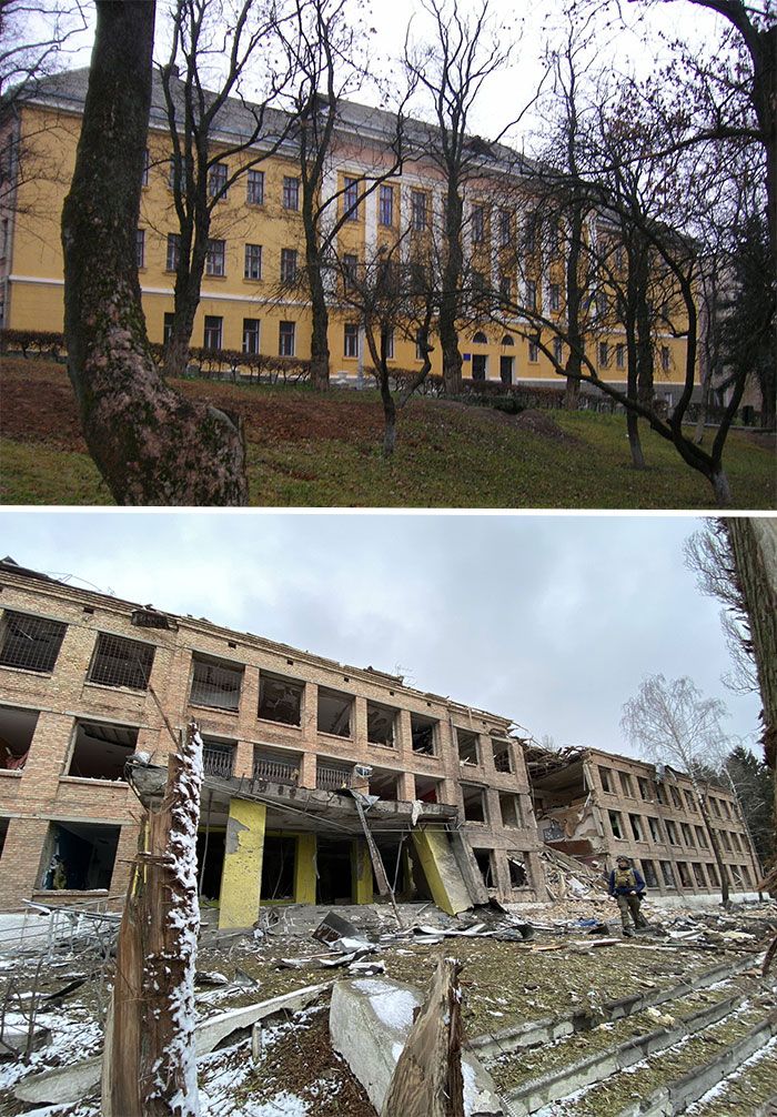 Antes e depois: 20 fotos devastadoras da Ucrânia que mostram a rapidez com que a guerra destrói tudo 12