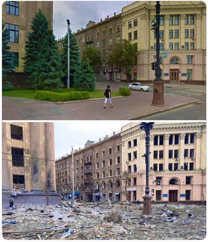 Antes e depois: 20 fotos devastadoras da Ucrânia que mostram a rapidez com que a guerra destrói tudo 16