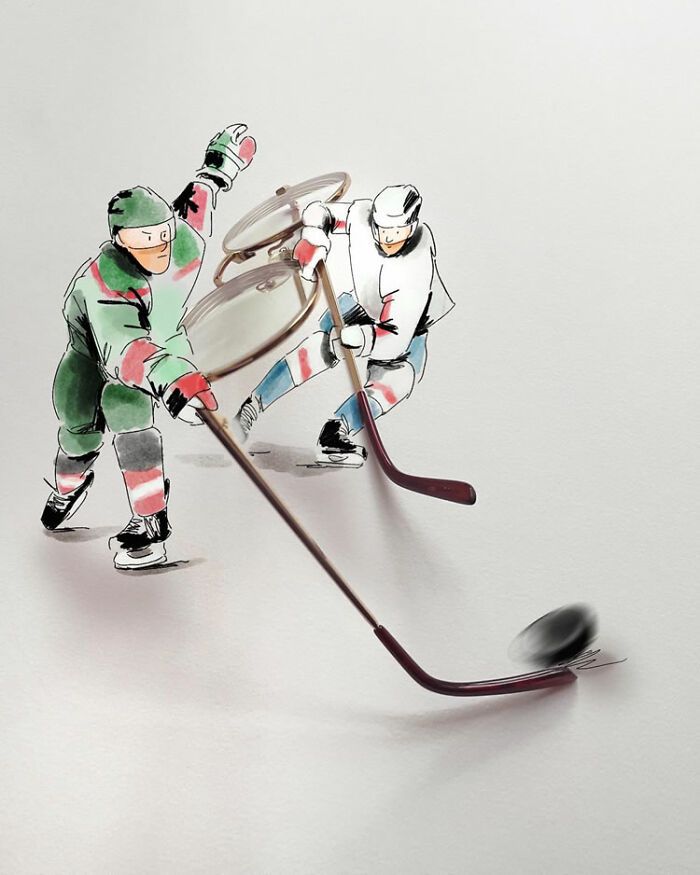 Artista de Praga desenha ilustrações interativas usando objetos do dia a dia (42 fotos) 32