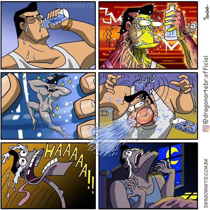 Artista mostra o que super-heróis e outros personagens famosos estão fazendo quando ninguém está olhando (34 quadrinhos) 28