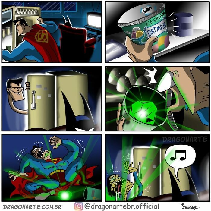 Artista mostra o que super-heróis e outros personagens famosos estão fazendo quando ninguém está olhando (34 quadrinhos) 30