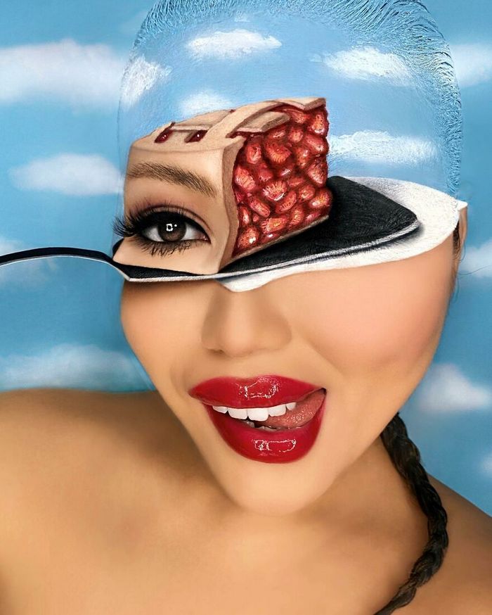 Maquiagem extraordinária: 42 looks de ilusão de ótica deste artista 25
