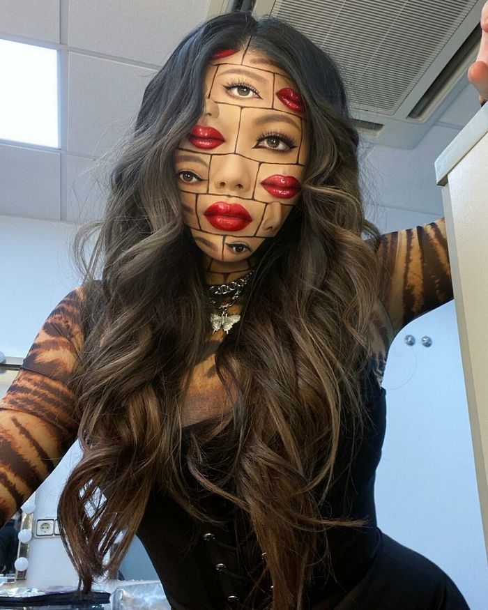 Maquiagem extraordinária: 42 looks de ilusão de ótica deste artista 35