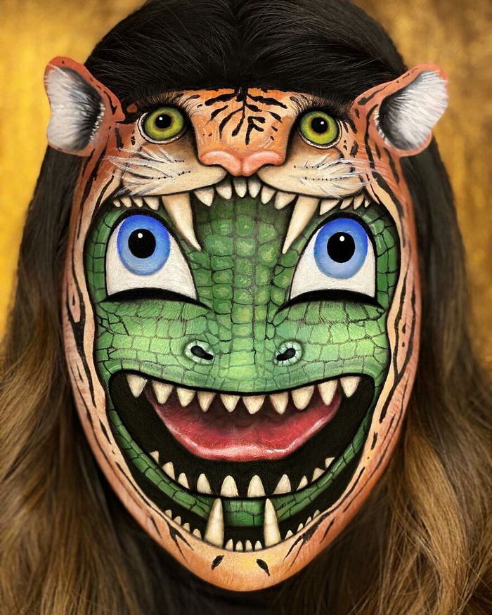 Maquiagem extraordinária: 42 looks de ilusão de ótica deste artista 38