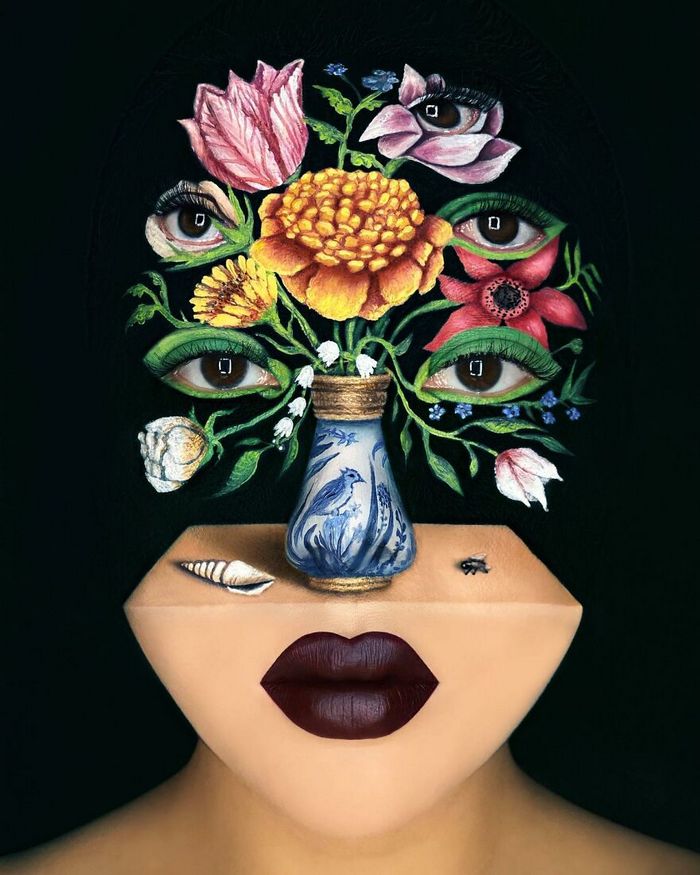Maquiagem extraordinária: 42 looks de ilusão de ótica deste artista 41