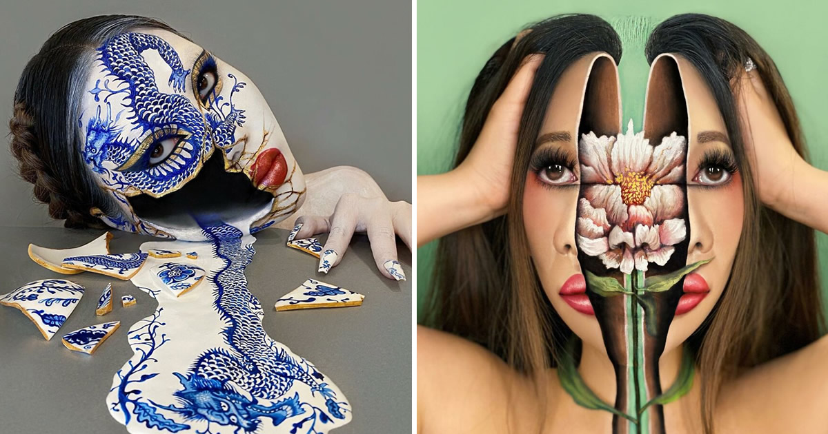 Maquiagem extraordinária: 42 looks de ilusão de ótica deste artista 87
