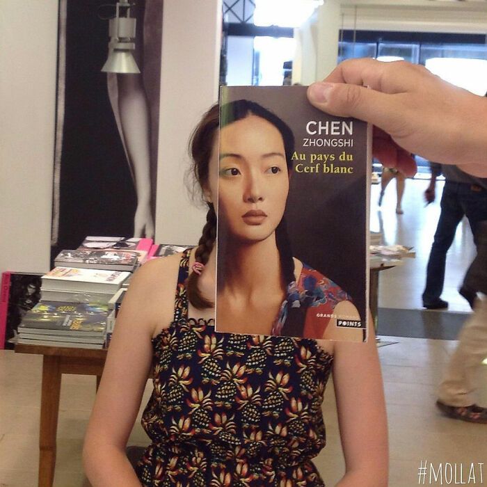 46 pessoas misturam vida com arte usando capas de livros 27