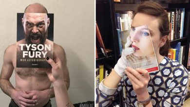 46 pessoas misturam vida com arte usando capas de livros 6