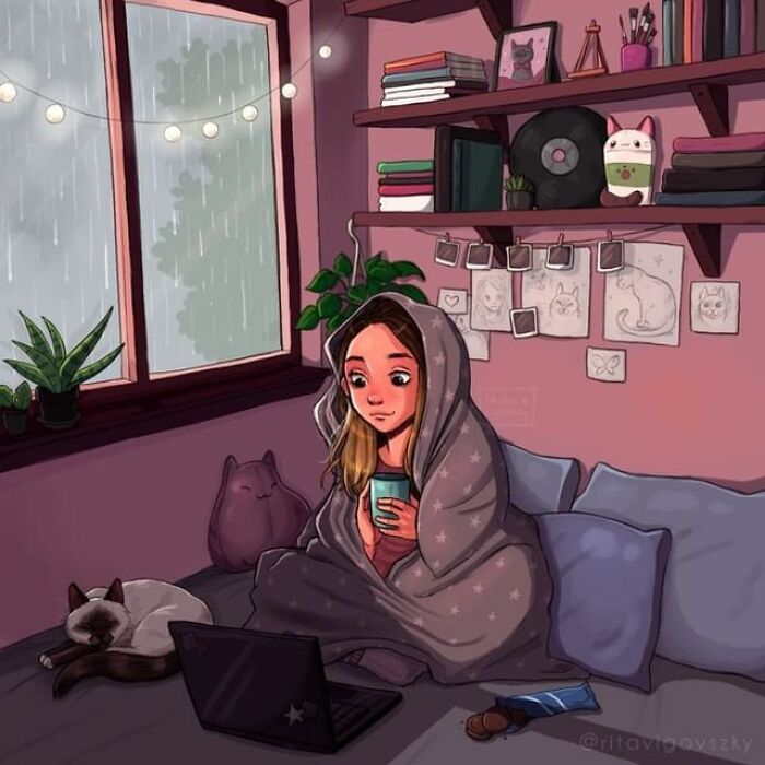 Artista mostra como é ter um gato em casa (52 fotos) 2