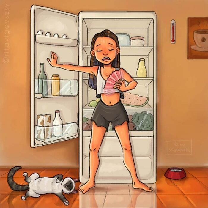 Artista mostra como é ter um gato em casa (52 fotos) 12