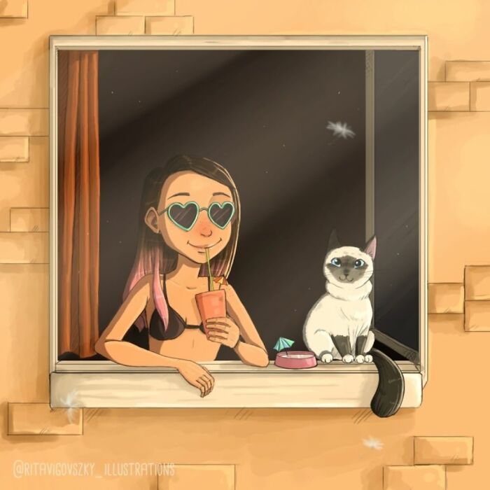 Artista mostra como é ter um gato em casa (52 fotos) 23