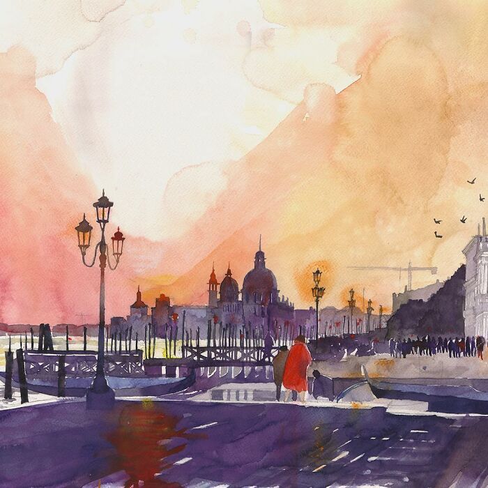 Eu sou um artista da Polônia e criei essas pinturas em aquarela de Veneza para mostrar sua beleza (21 fotos) 3