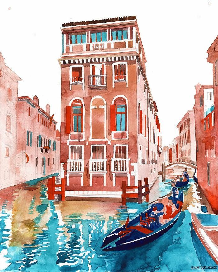 Eu sou um artista da Polônia e criei essas pinturas em aquarela de Veneza para mostrar sua beleza (21 fotos) 6