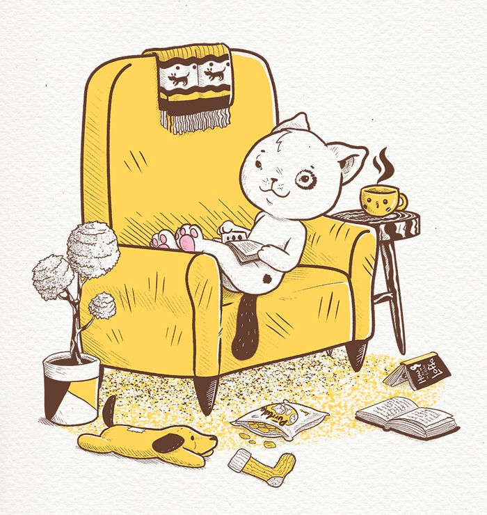 Ilustrações fofas com um gato introvertido que está apenas vivendo sua vida (29 fotos) 5