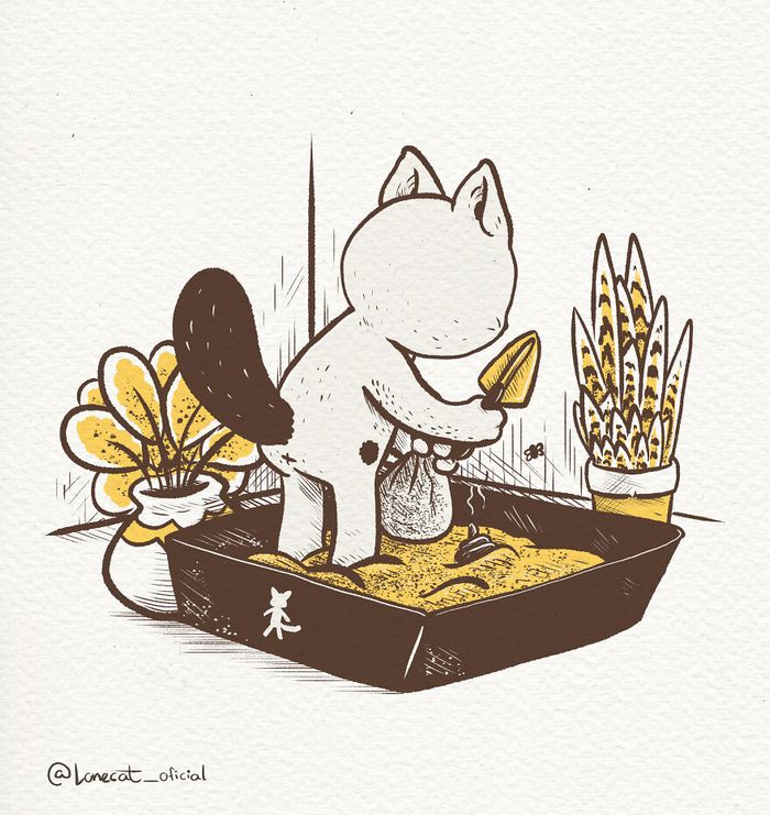 Ilustrações fofas com um gato introvertido que está apenas vivendo sua vida (29 fotos) 12