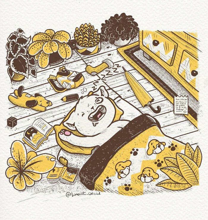 Ilustrações fofas com um gato introvertido que está apenas vivendo sua vida (29 fotos) 27