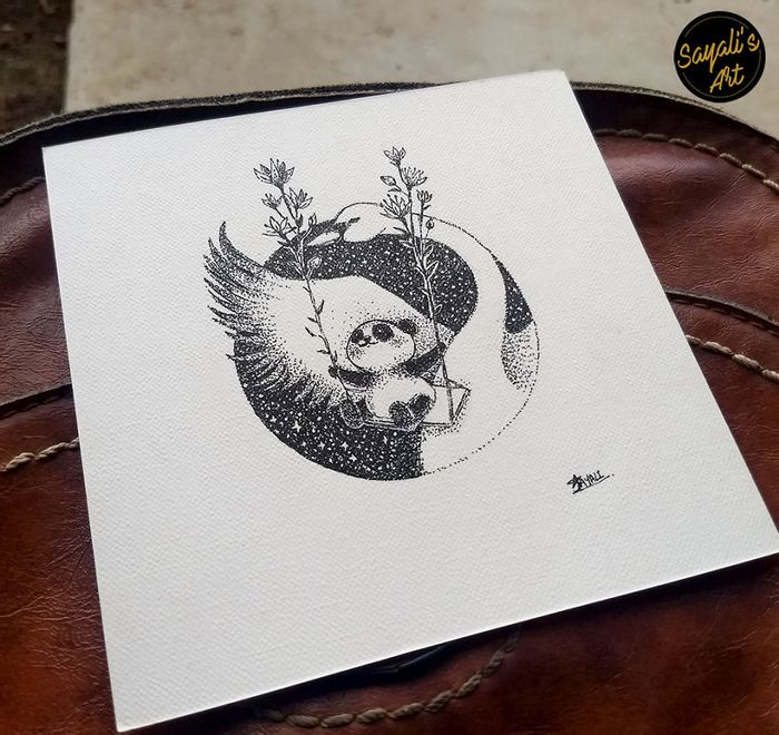 Transfiro minha imaginação para mini telas criando desenhos de pontos de tinta (29 fotos) 24