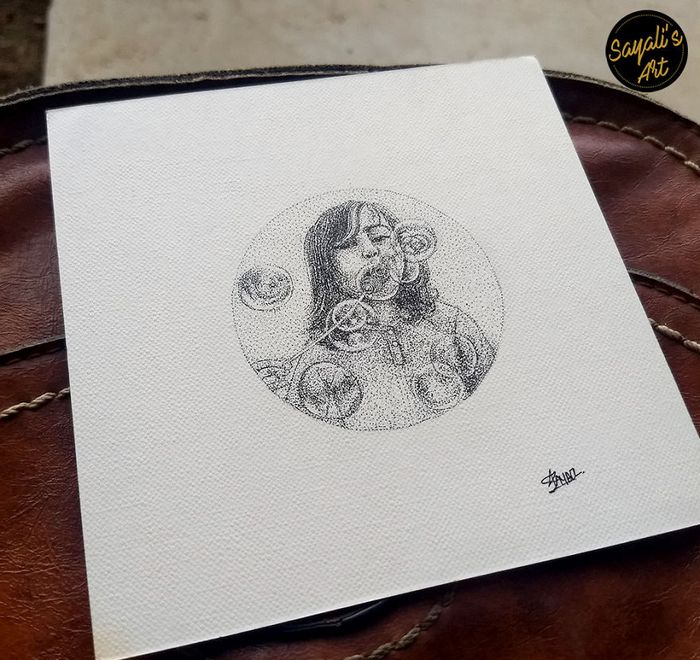 Transfiro minha imaginação para mini telas criando desenhos de pontos de tinta (29 fotos) 29