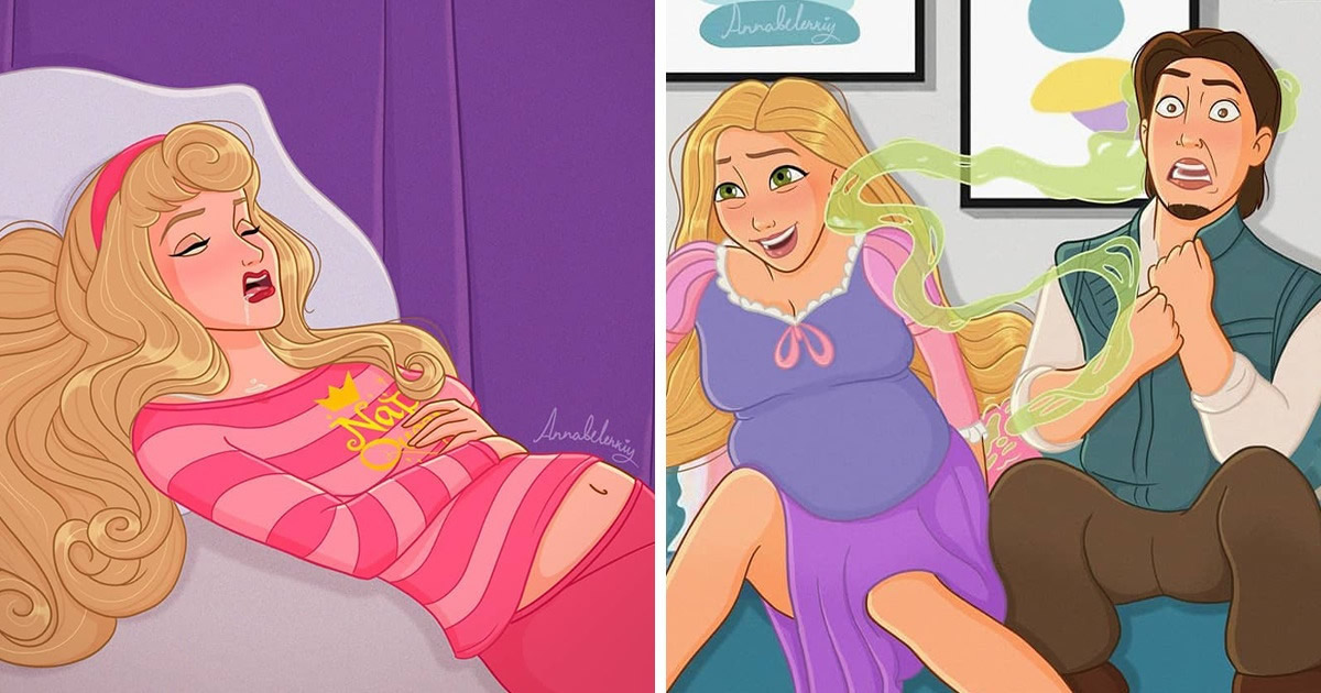 Uma artista compartilha sua gravidez e maternidade através das ilustrações da Disney (15 fotos)
