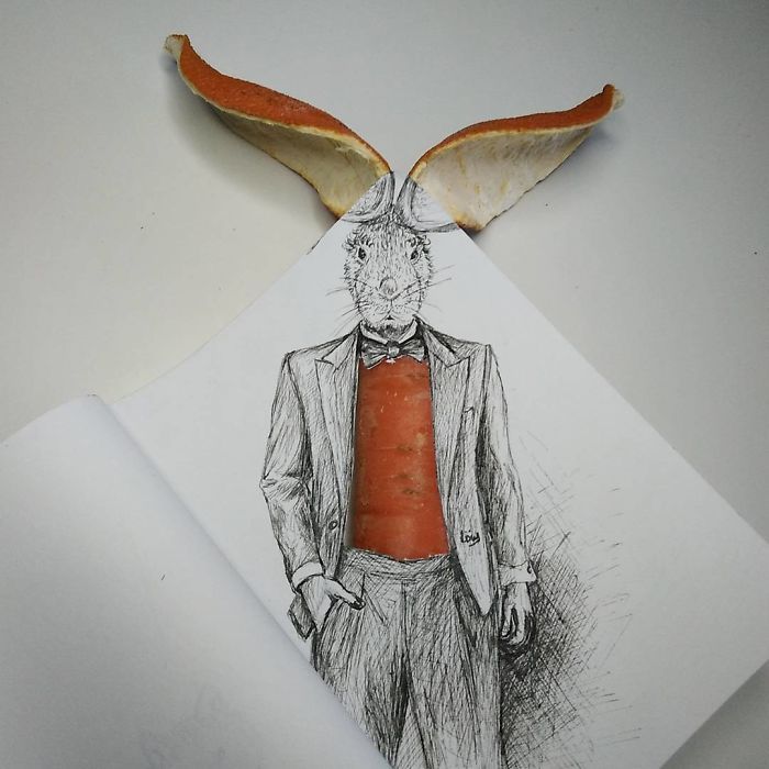 Artista completa coisas que encontra na rua com seus desenhos (31 fotos) 1