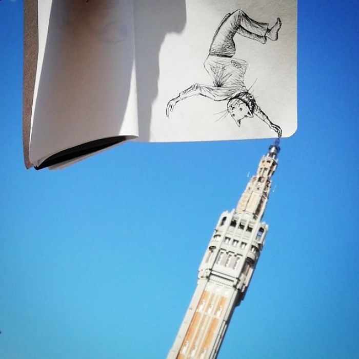 Artista completa coisas que encontra na rua com seus desenhos (31 fotos) 9