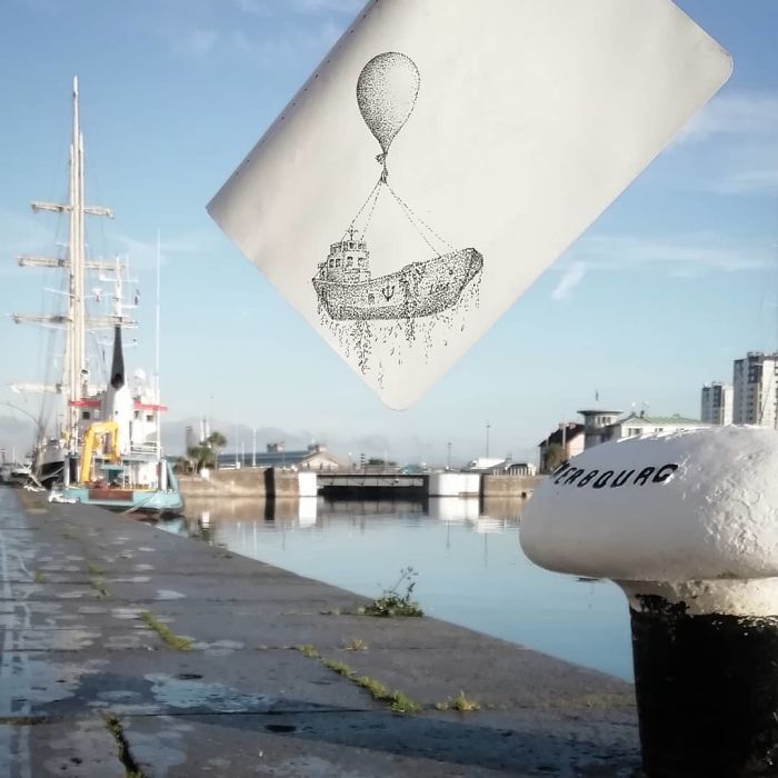 Artista completa coisas que encontra na rua com seus desenhos (31 fotos) 13