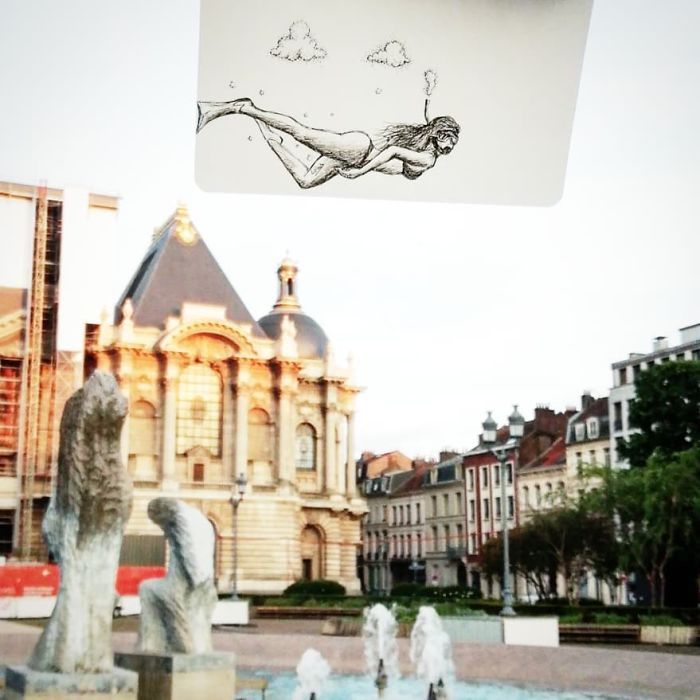 Artista completa coisas que encontra na rua com seus desenhos (31 fotos) 21