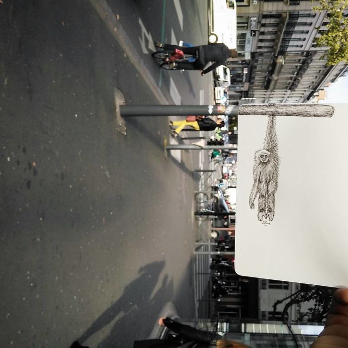 Artista completa coisas que encontra na rua com seus desenhos (31 fotos) 28