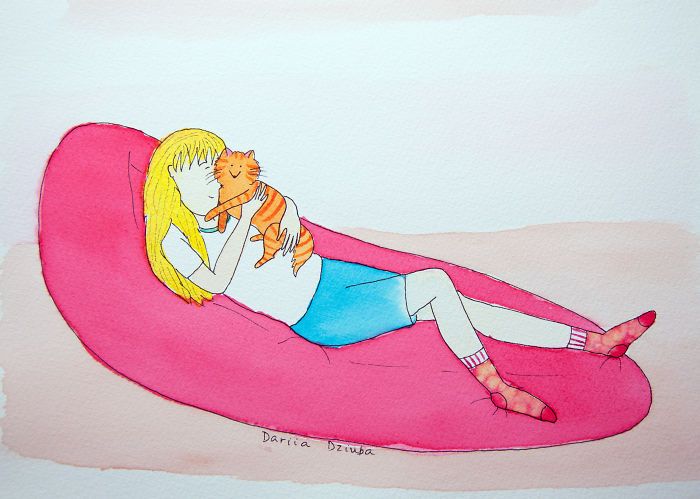 40 ilustrações divertidas que mostram as vantagens de viver com um gato 2