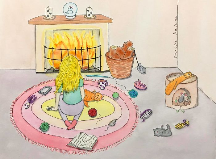 40 ilustrações divertidas que mostram as vantagens de viver com um gato 13