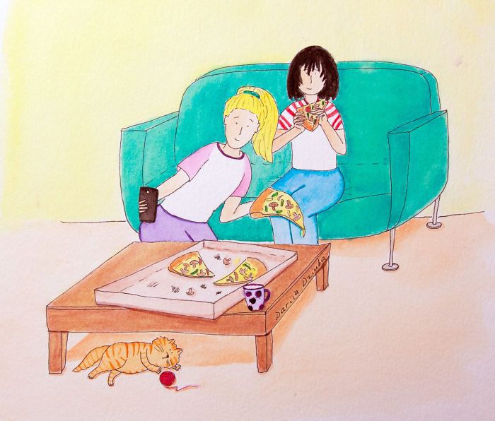 40 ilustrações divertidas que mostram as vantagens de viver com um gato 17