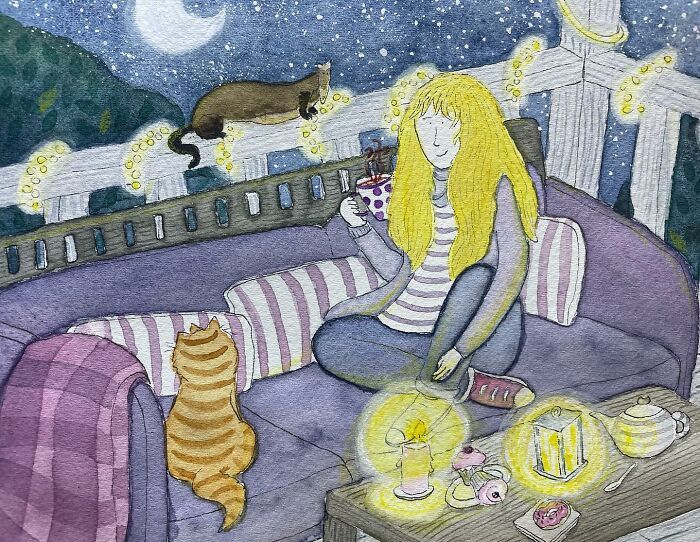 40 ilustrações divertidas que mostram as vantagens de viver com um gato 21