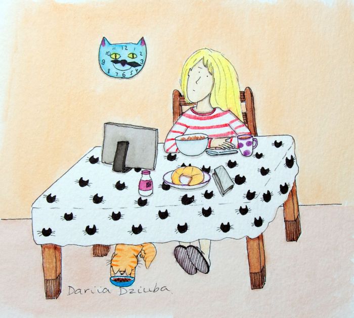 40 ilustrações divertidas que mostram as vantagens de viver com um gato 25