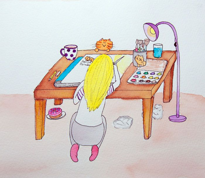 40 ilustrações divertidas que mostram as vantagens de viver com um gato 28