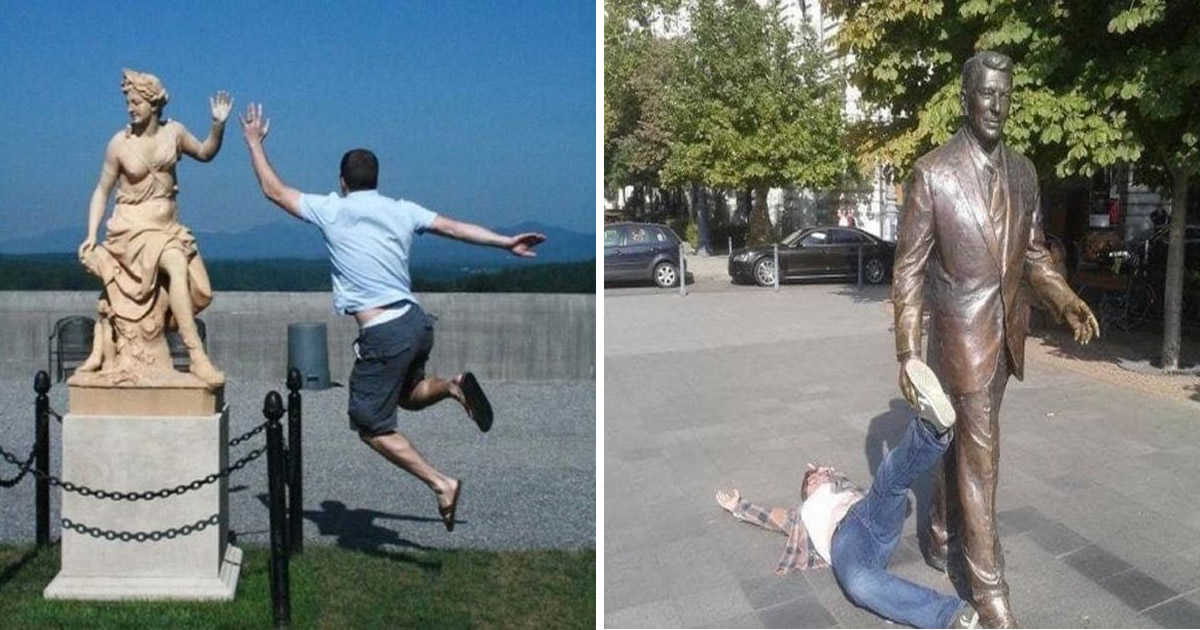 32 pessoas brincando com estátuas de maneira mais engraçadas de todos os tempos