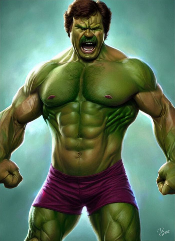 38 celebridades transformada em suas versão Hulk 29