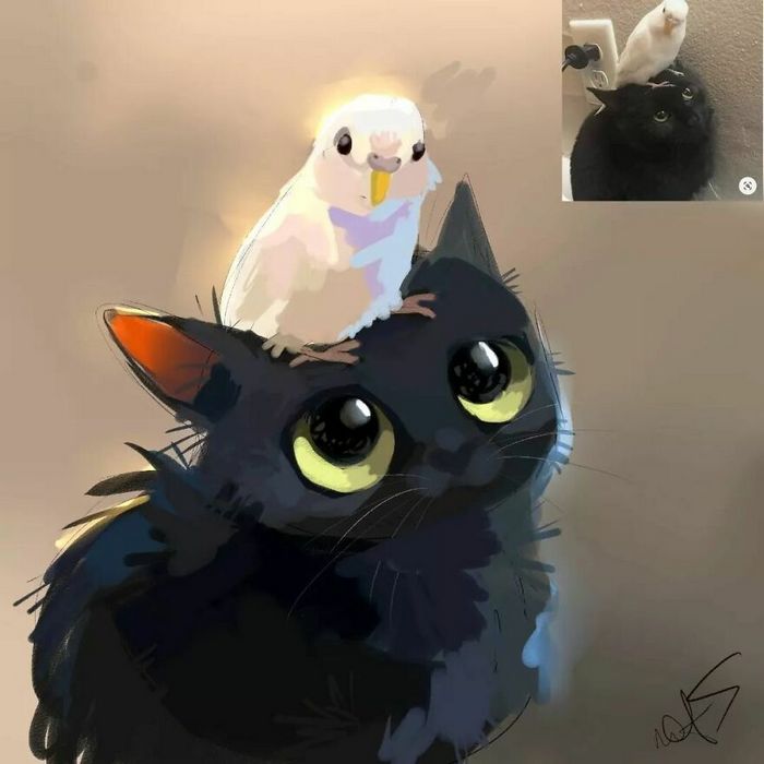 33 ilustrações fofas com base em fotos de animais de estimação felizes 2