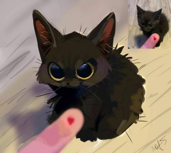 33 ilustrações fofas com base em fotos de animais de estimação felizes 3