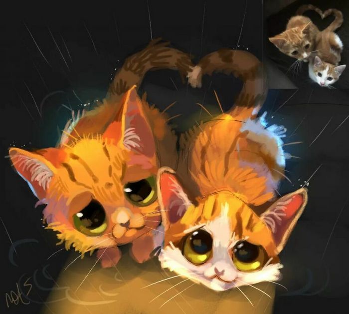 33 ilustrações fofas com base em fotos de animais de estimação felizes 5