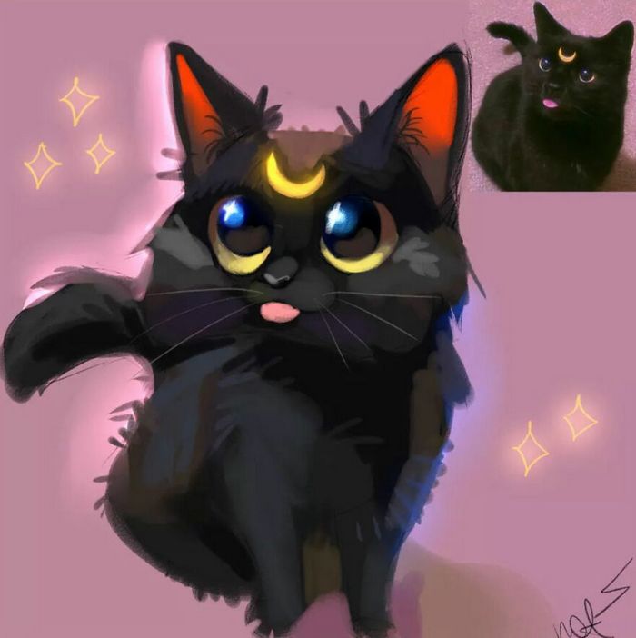 33 ilustrações fofas com base em fotos de animais de estimação felizes 9