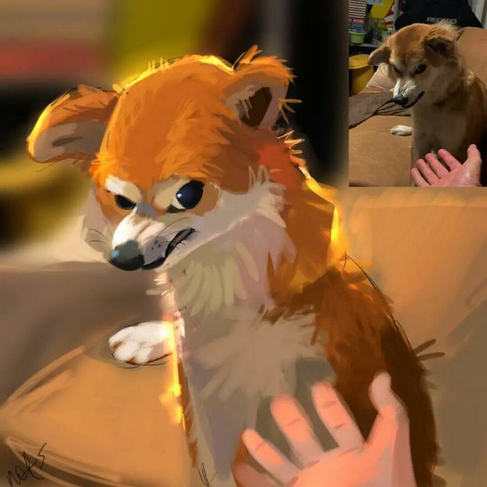 33 ilustrações fofas com base em fotos de animais de estimação felizes 17