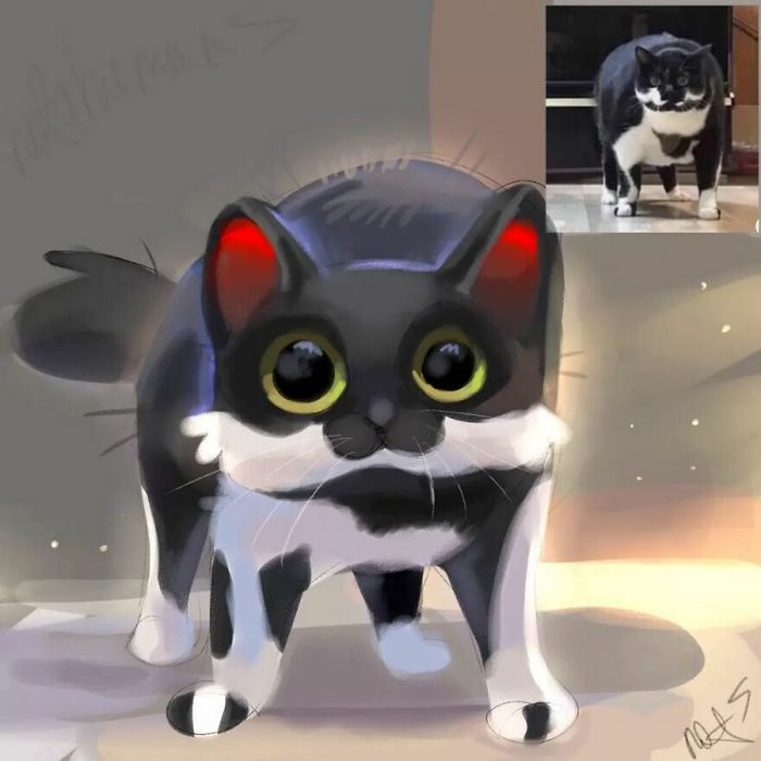 33 ilustrações fofas com base em fotos de animais de estimação felizes 20