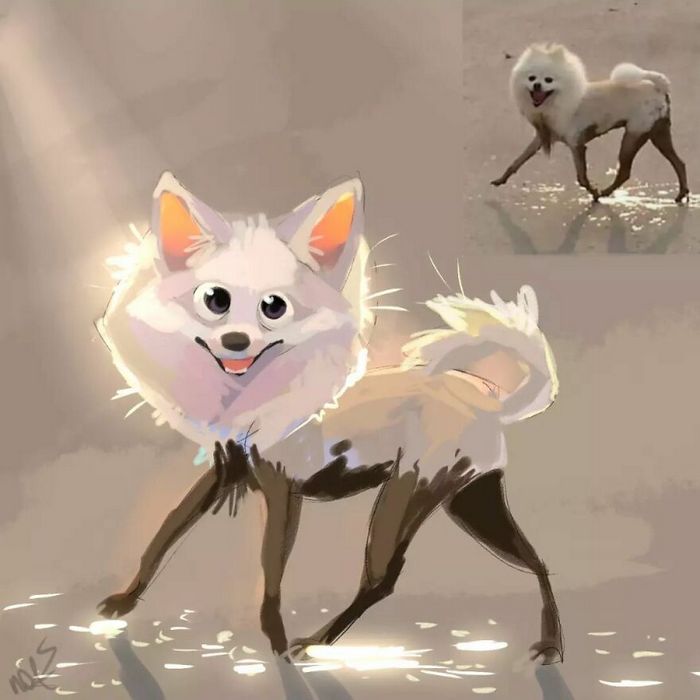 33 ilustrações fofas com base em fotos de animais de estimação felizes 21