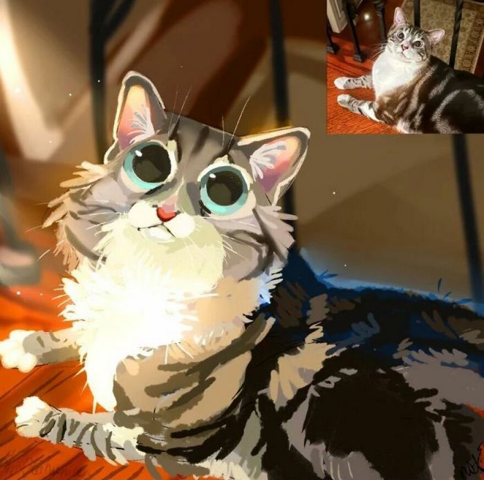 33 ilustrações fofas com base em fotos de animais de estimação felizes 28