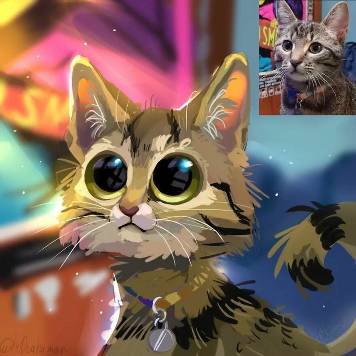 33 ilustrações fofas com base em fotos de animais de estimação felizes 30